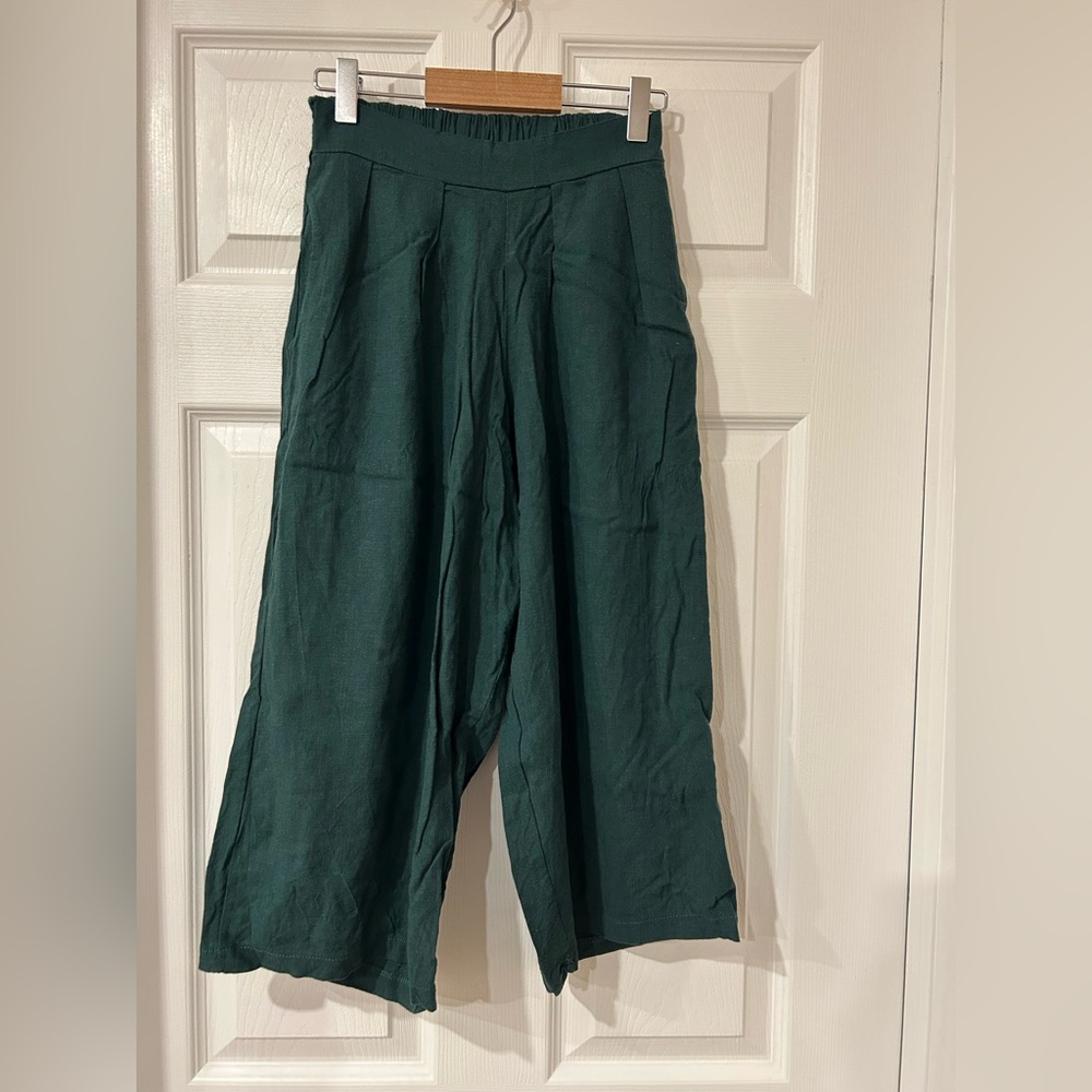 Dark green wide leg pants
